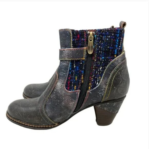 Spring Step L'Artiste Nancies Black Multi Mid Calf Boots - Size 5.5 - Picture 4 of 11